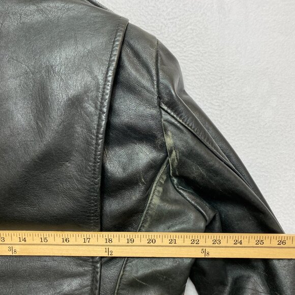 Vintage Brooks Leather Jacket Mens 42 Motorcycle Biker Belted USA 80s Lined - Picture 14 of 16